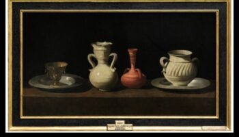 Laika trauki: Klusā daba ar antīkiem priekšmetiem mūžīgās skicēs